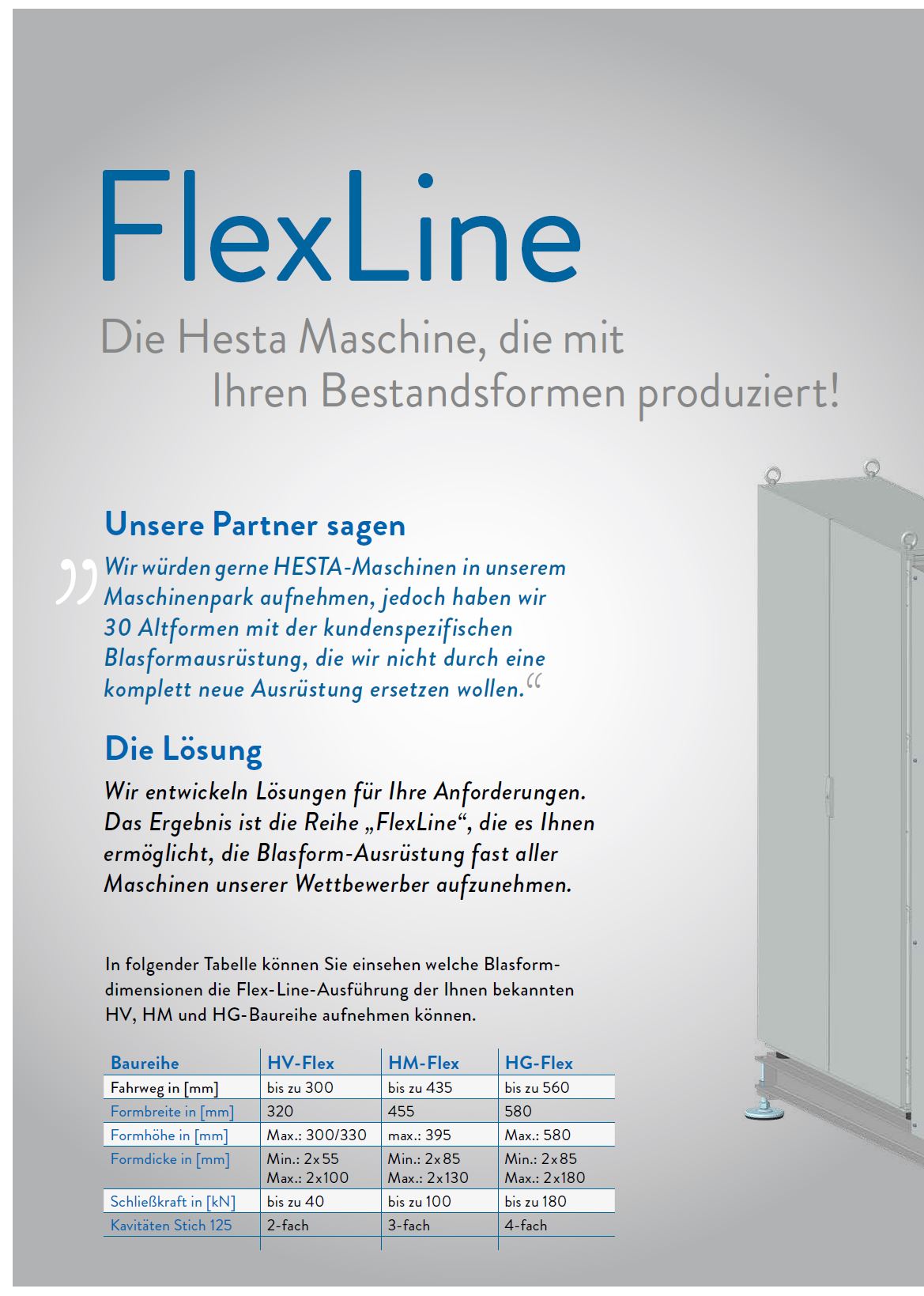 Hesta FleXLine 1 and 2 station blow molding machine