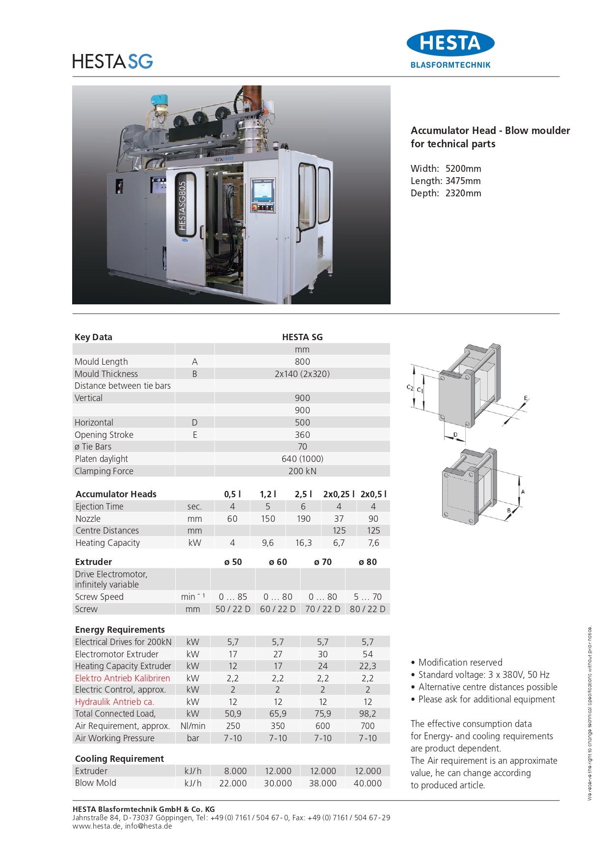 Hesta Hesta SG 1 station blow molding machine