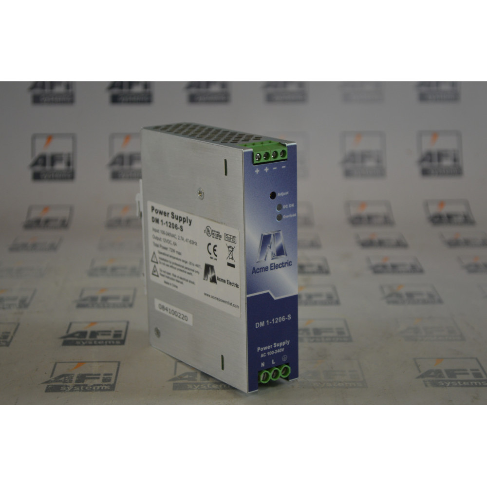ACME ELECTRIC DM1-1206-S NIB POWER SUPPLY 12VDC  6A (input 100-240VAC  2.7A)