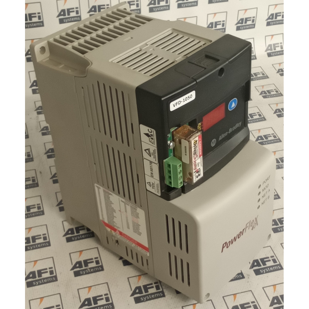ALLEN BRADLEY 22D-D2P3N104 AC DRIVE  ADJUSTABLE FREQUENCY  POWERFLEX 40  480 VAC  3 PHASE  2.3 AMP  0.75kW  1 HP  NOT FILTERED