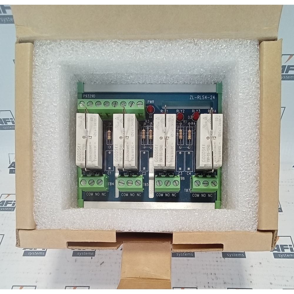  ZL-RLS4-24 RELAY MODULE 4-PT 24VDC SPTD LED 10A@30VDC  8A@250VAC 35mm
