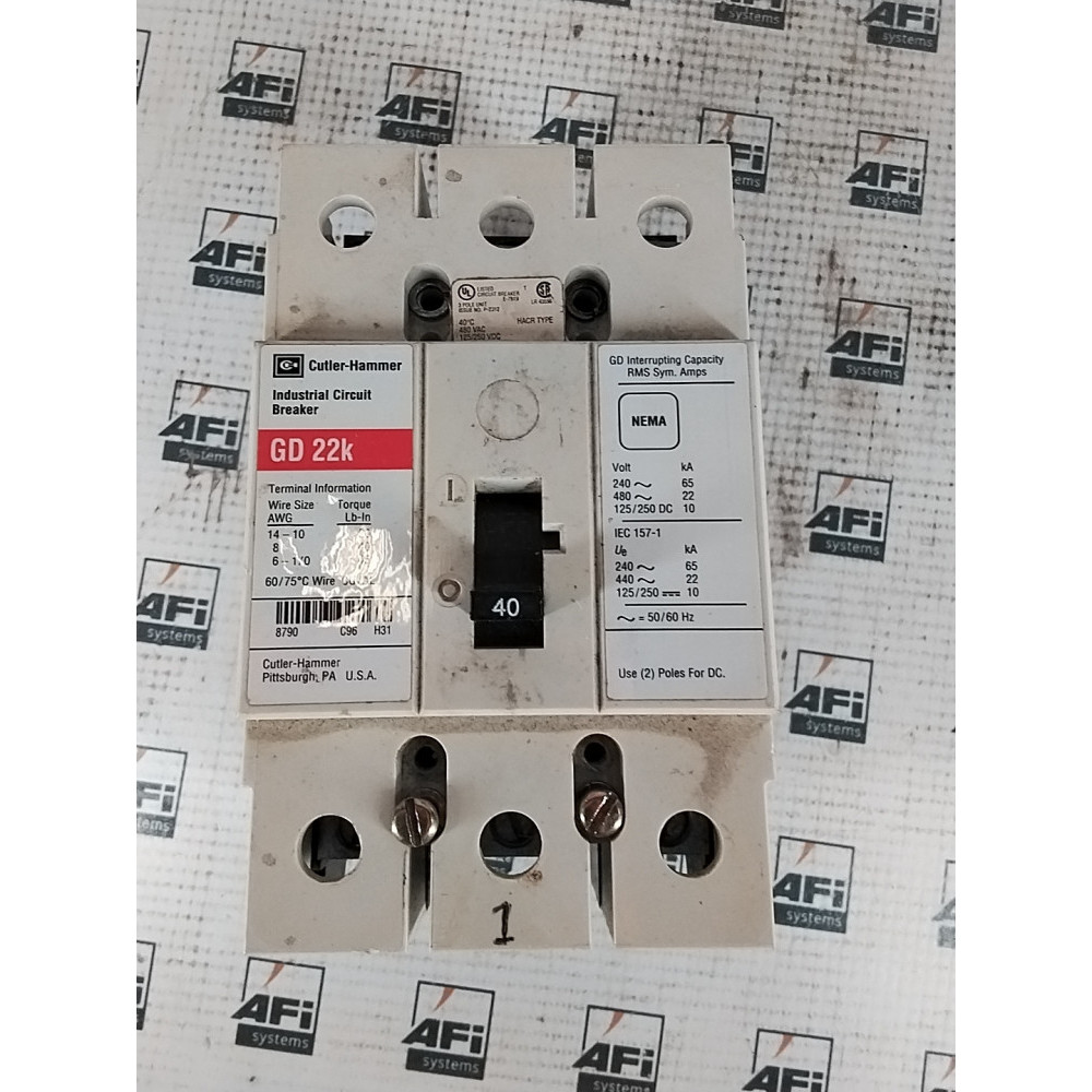 CUTLER HAMMER GD-22K Industrial circuit breaker 40Amp