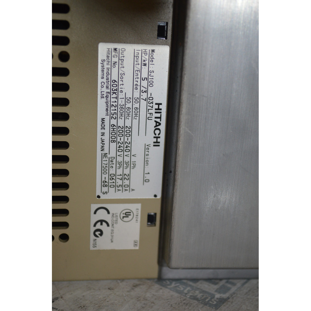 HITACHI SJ100-037LFU DRIVE. 5HP 3.7KW 6.6KVA 230VAC 3PHASE