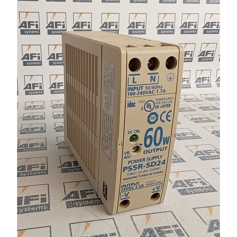 IDEC PS5R-SD24 Power Supply, AC/DC, DIN Rail, 1 Output, 60W, 24VDC, 2.5Amp