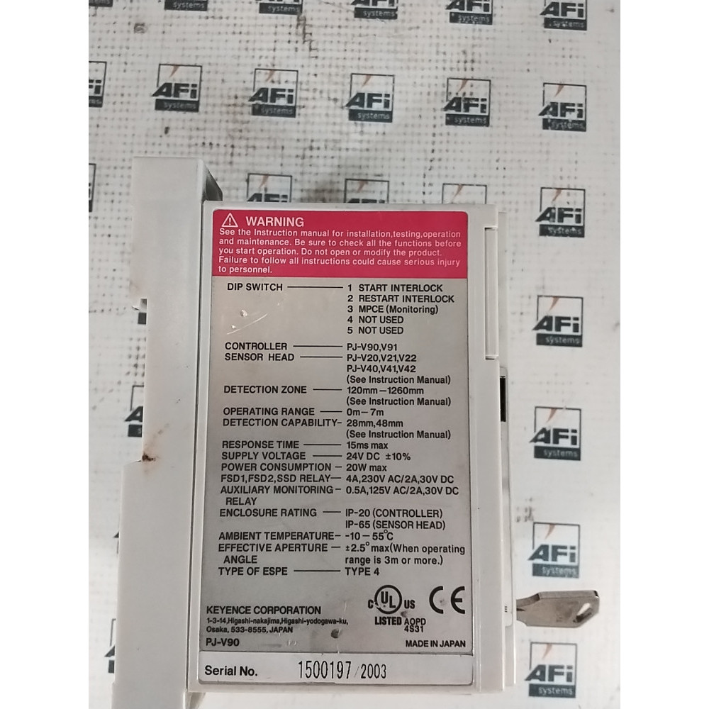 KEYENCE PJ-V90 (PJV90) LIGHT CURTAIN EXPANSION UNIT