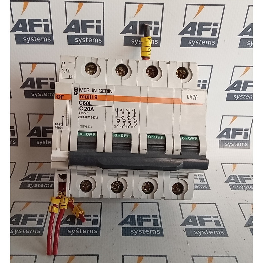 Merlin Gerin 25451 / C60L-C20A Circuit Breaker 4-Pole 415VAC 20Amp