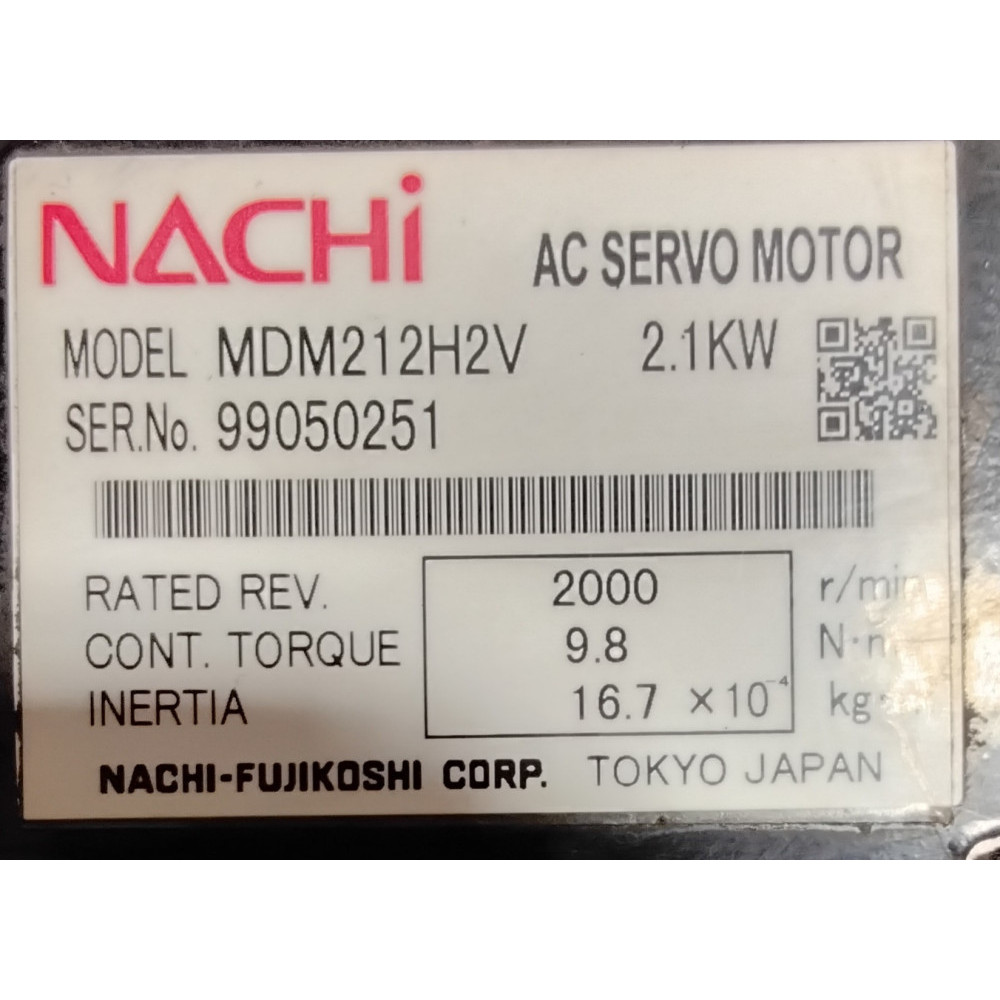 Nachi MDM212H2V AC Servo Motor 2.1KW 2000RPM