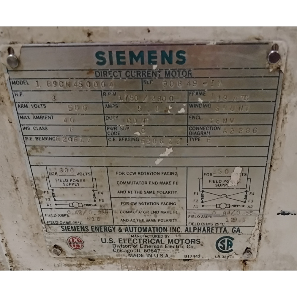 Siemens 1890N450004 Motor -- Unknown condition
