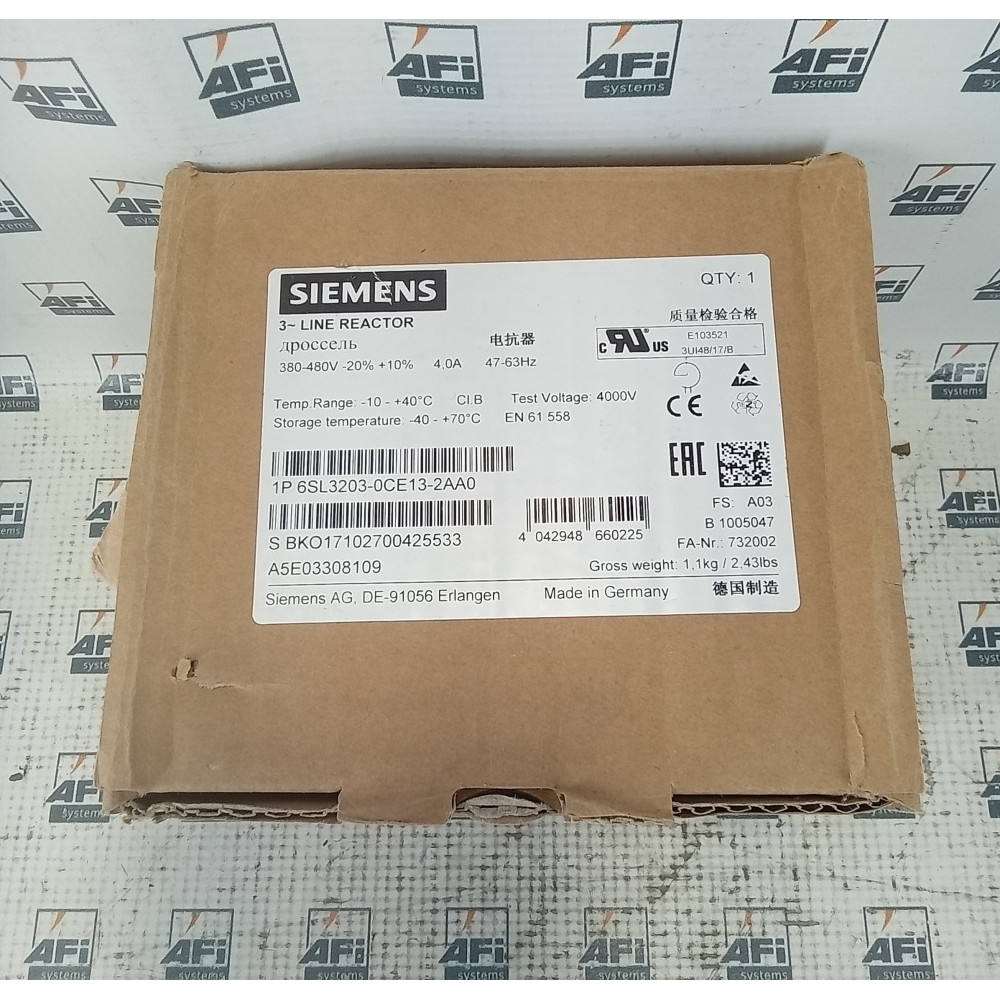 Siemens 6SL3203-0CE13-2AA0 Line Reactor