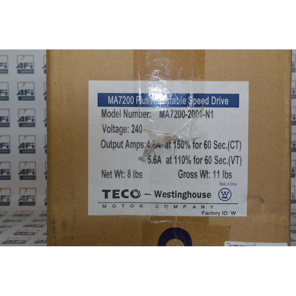 Teco-Westinghouse MA7200-2001-N1 AC Drive 240V output 4.8A
