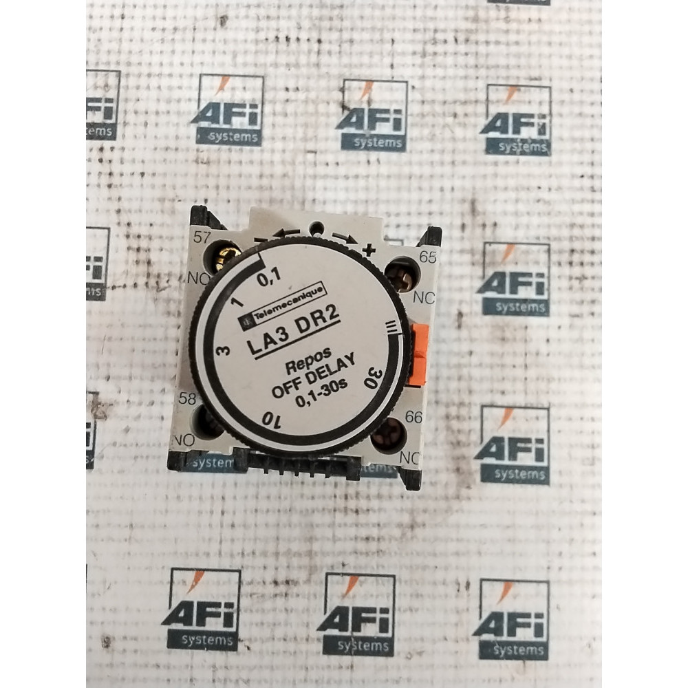 SCHNEIDER ELECTRIC TELEMECANIQUE LA3DR2 CONTACTOR
TIMER MODULE
OFF DELAY
10 AMP
0.1-30 SEC  DISCONTINUED