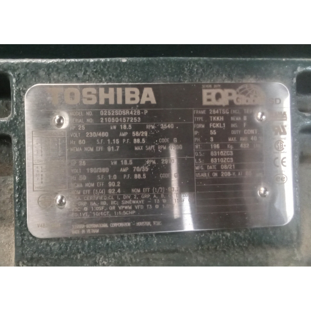 Toshiba 60HP Motor 0252SDSR42B-P