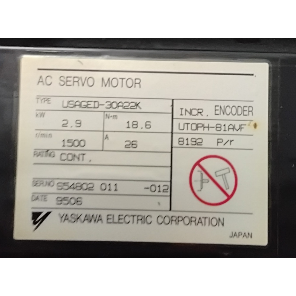 Yaskawa Electric Corporation USAGED-30A22K SERVO MOTOR