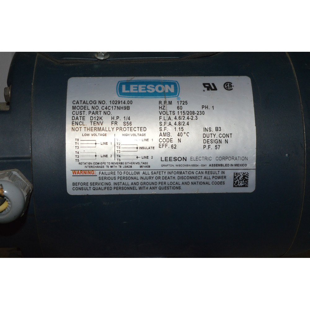 REGAL BELOIT LEESON ELECTRIC CO 102914-00 MOTOR